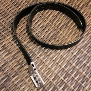 Oobe Men Leather Belt Medium Black Chrome Buckle Reversible Genuine 39.5"